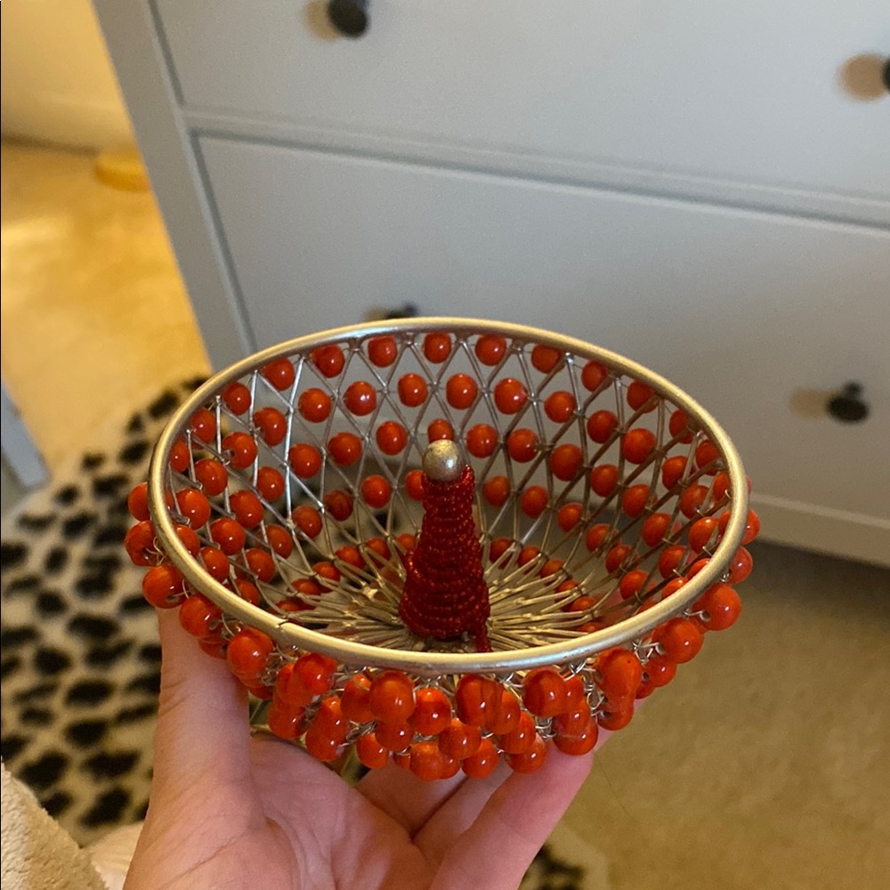 Red Beaded ring holder